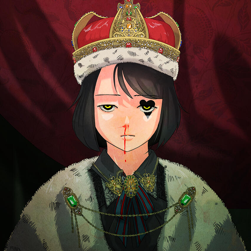 Detailed headbust with simple background